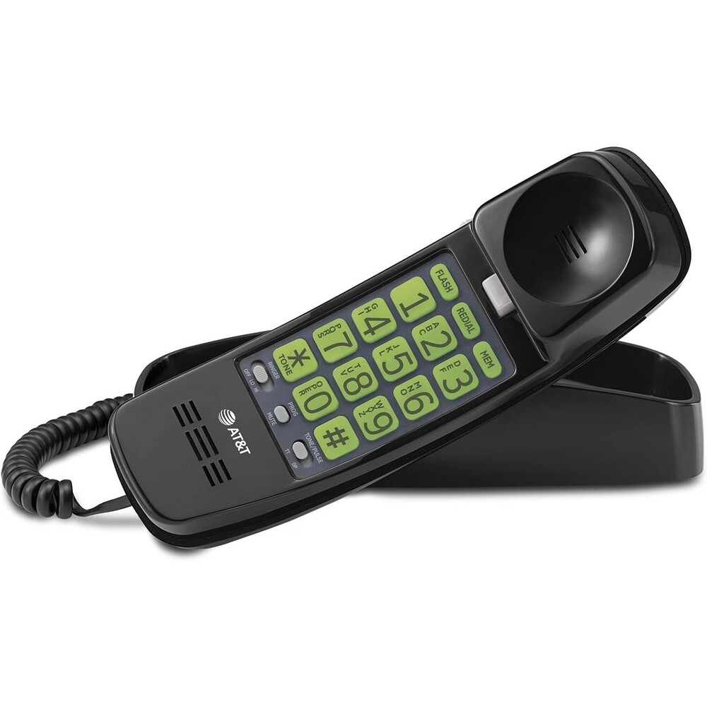AT&T Trimline 213-11 Corded Telephone Extra Large Buttons Black Wall Desk Phone